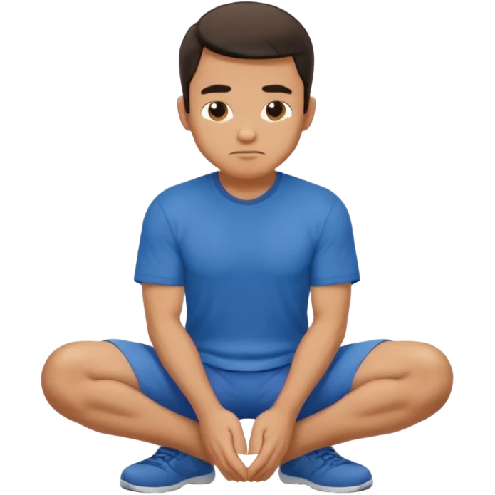 A regular man squatting with his hands on his knees emoji
