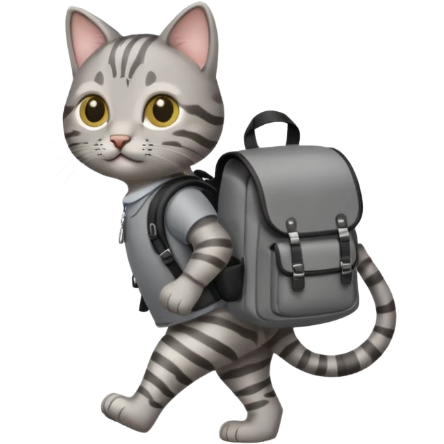 a cat walking with a backpack
 emoji