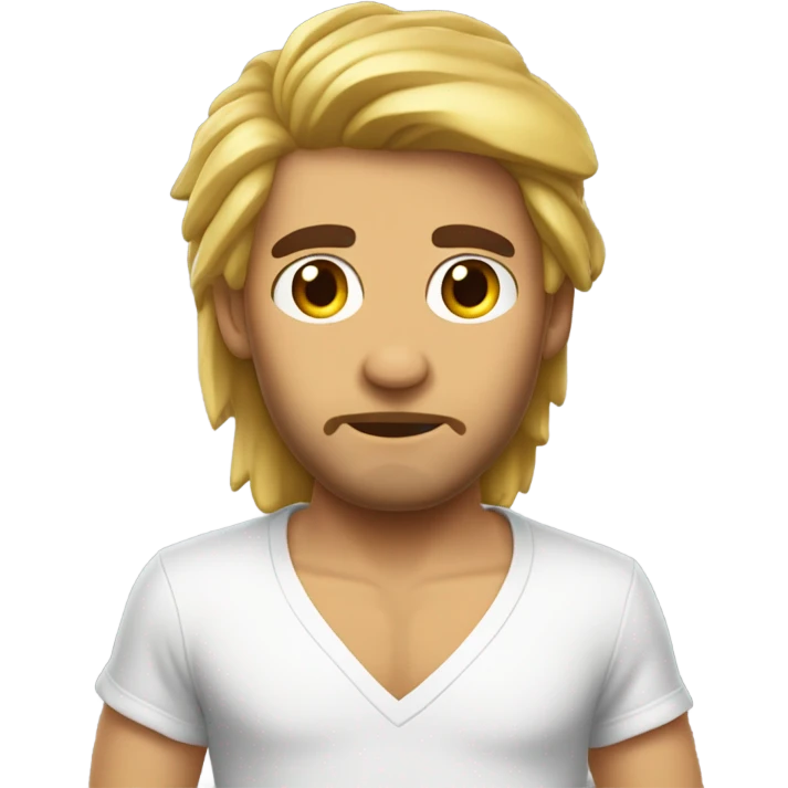 Pelo rubio, camisa blanca, cadena, pelo lacio  emoji