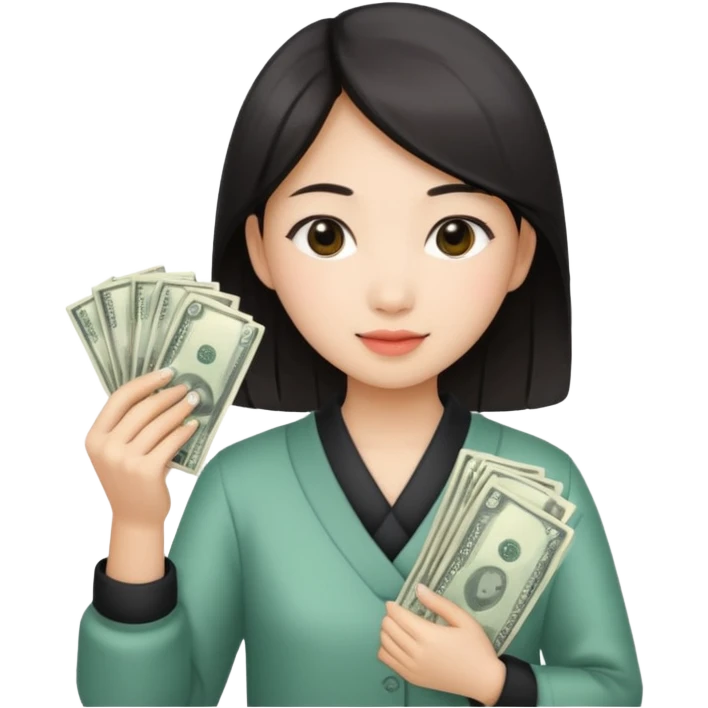Hot Asian girl with money  emoji