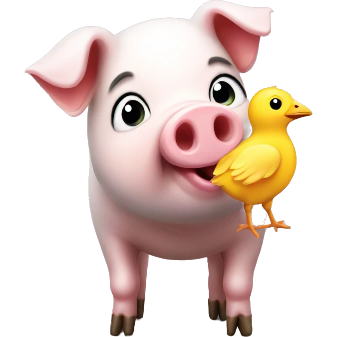 A pig with a chick emoji