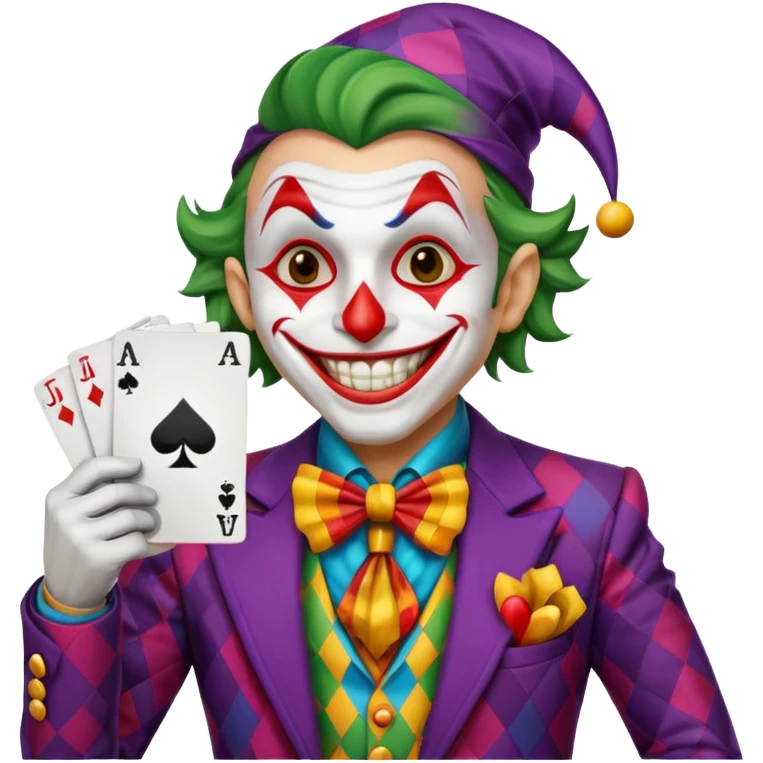 poker card with a crazy jolly joker emoji