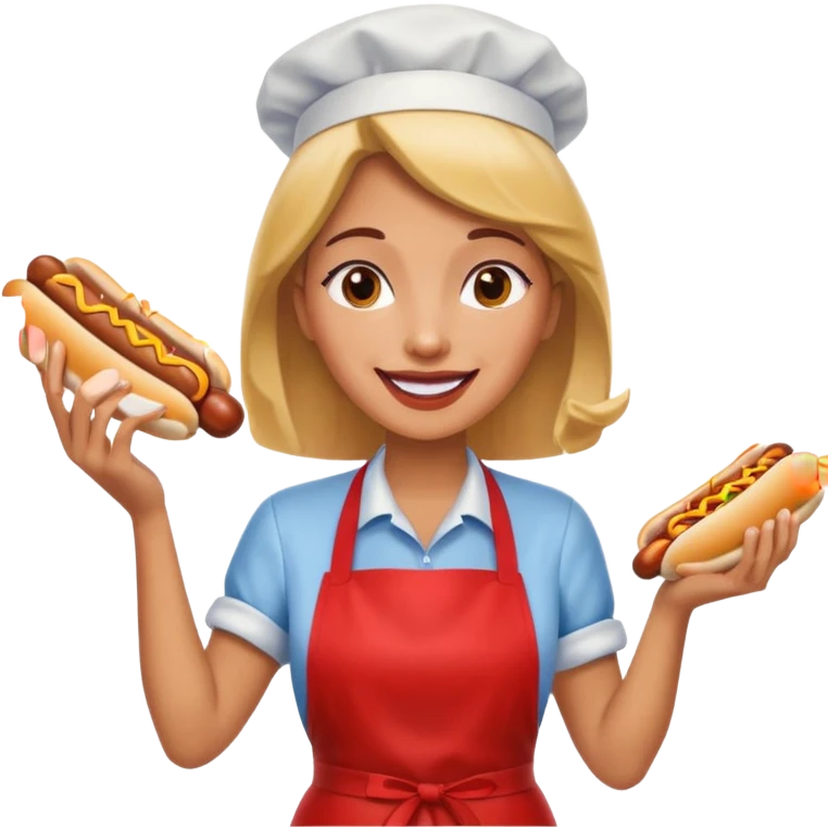 A cheerful woman selling hotdogs emoji