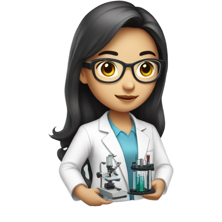 beautiful Asian girl brunette scientist emoji