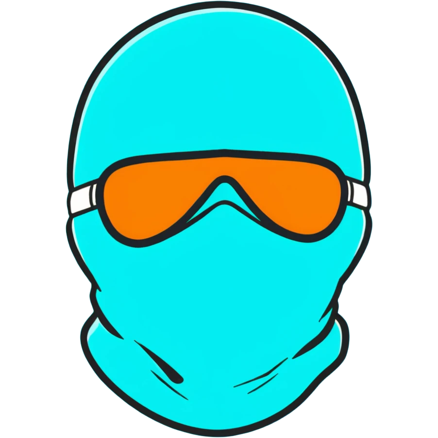 teal and orange ski mask emoji