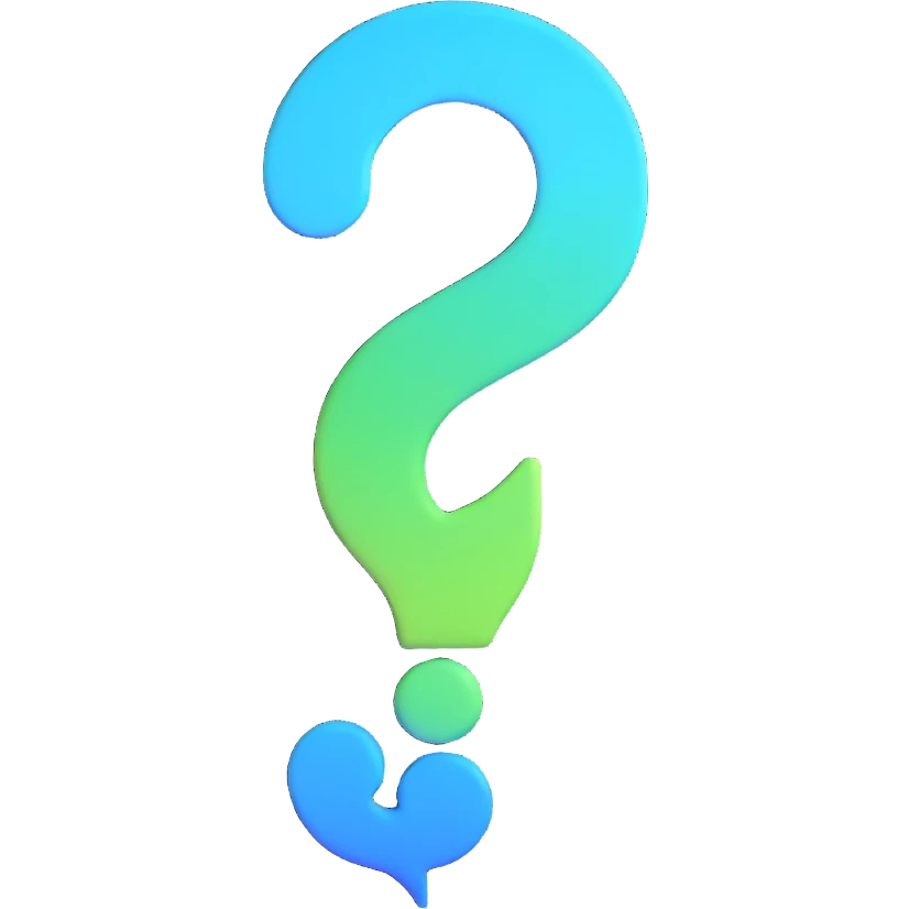 question mark with blue and green gradient emoji