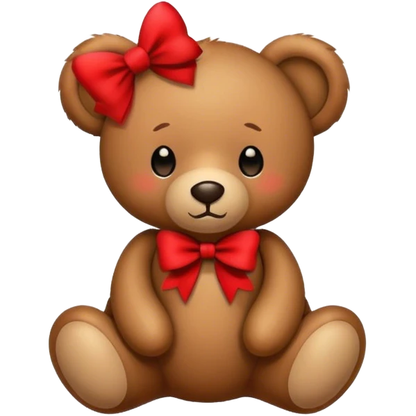 teddy bear with bow brown art emoji