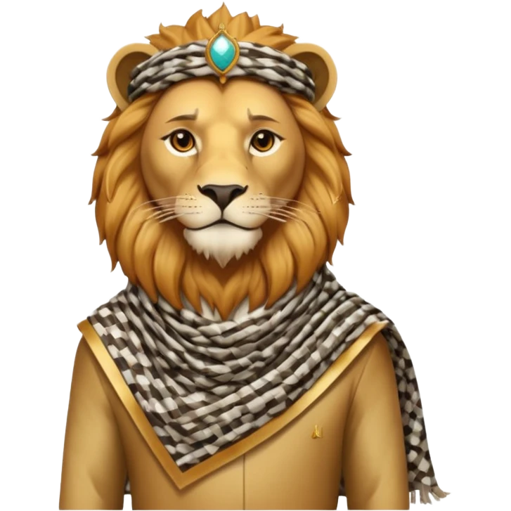 León con keffiyeh estilo rey árabe actual  emoji