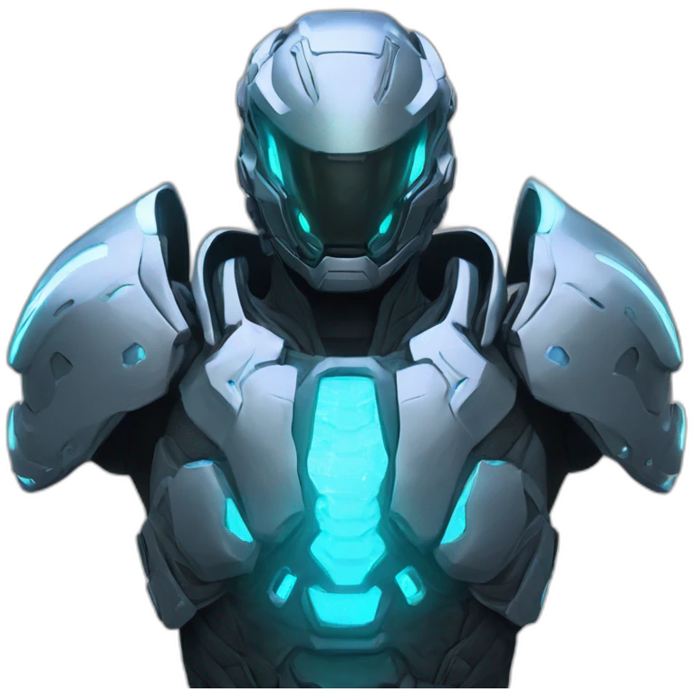 futuristic armored Omega Energy breastplate radiating omega energy emoji