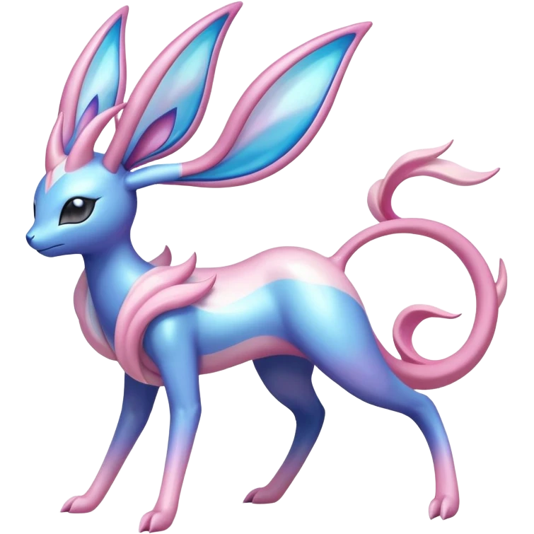 Colorful Shiny Exotic Cresselia-Sylveon-Suicune-Fakémon-hybrid-creature (full body)  emoji