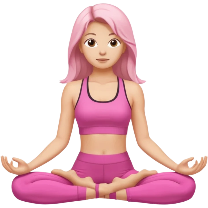 Pose de yoga cabello suelto, rosa emoji