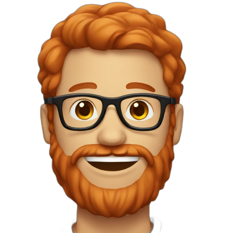 Happy man red hair with beard and glasses emoji