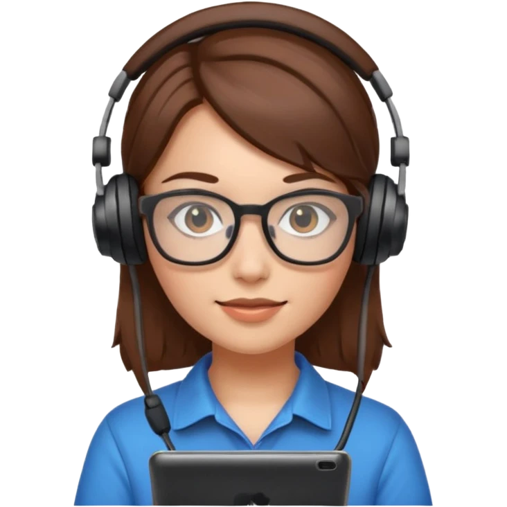 gamer girl with glasses, brown hair emoji