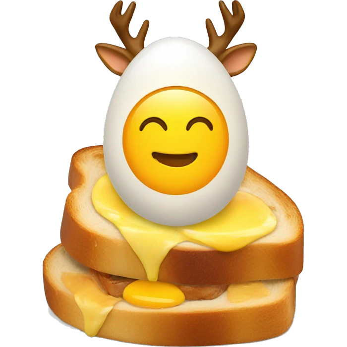 a deer riding egg toast emoji