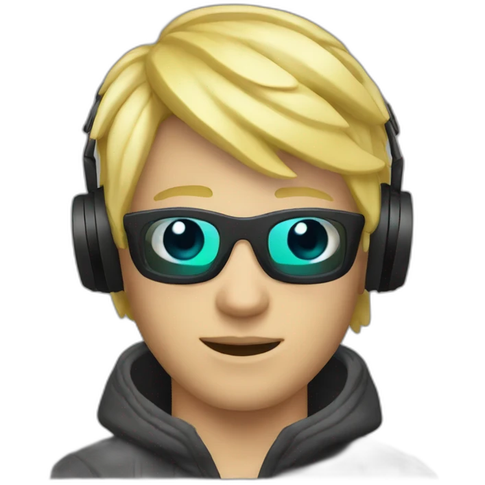 blonde short hair gamer guy with headset blonde hair and ski mask on emoji