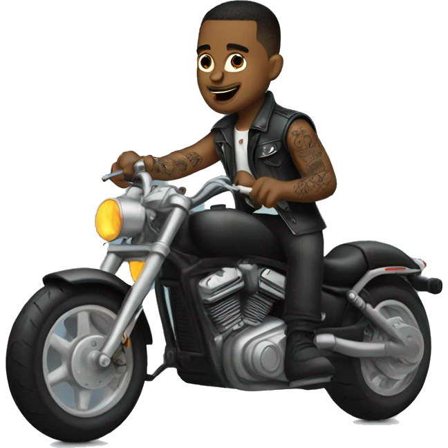 bad boy on motorcycle with tatoos full body emoji