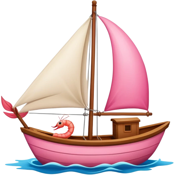 Shrimp sailing a boat  emoji
