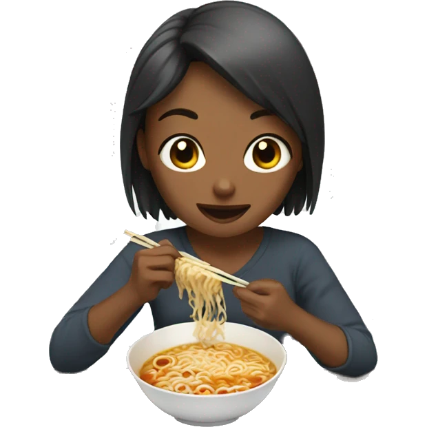 a girl eating ramen emoji