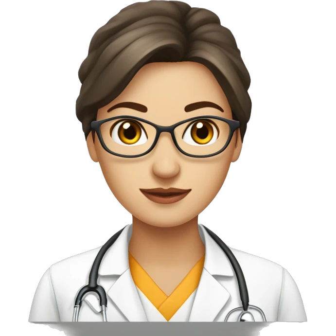 Médecin, jolie femme, cheveux bruns longs et raides, endocrinologue, Diabétologue  emoji