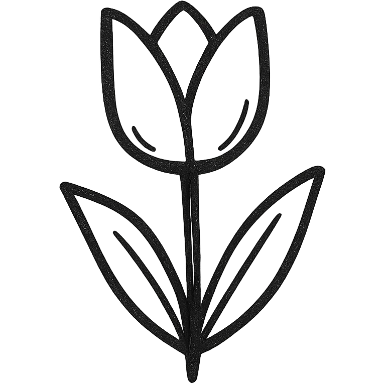tulip, hand drawn black outline style emoji