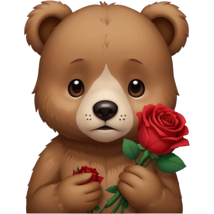 Cute bear with sad  puppy dog eyes holding roses  🥺 with this emoji expression  emoji