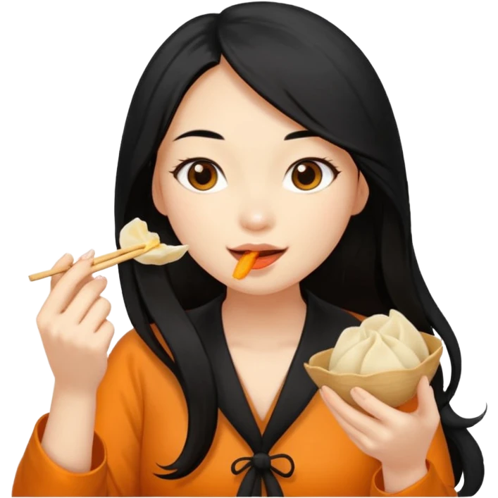 dumpling eat ginger woman long hair emoji