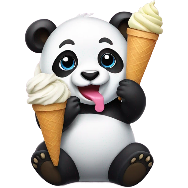 Panda eating ice cream emoji