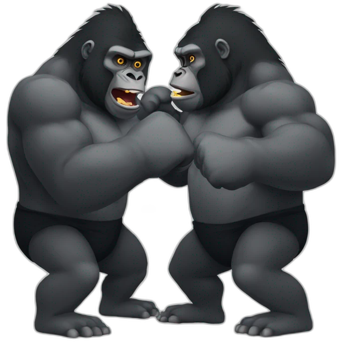 Two gorilla boxing, one is ko emoji