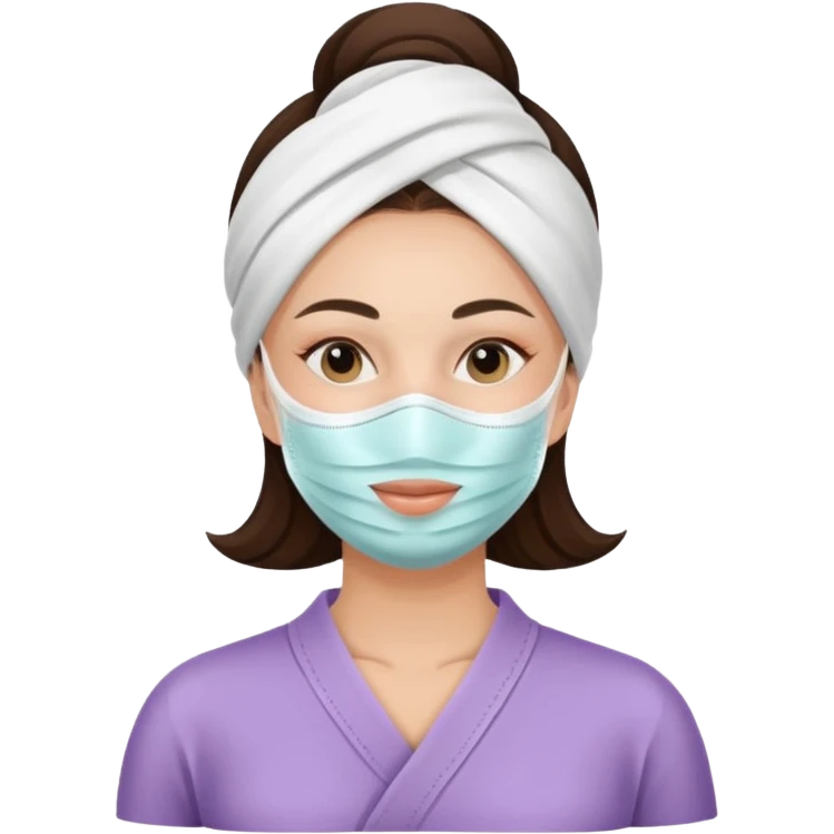 Lady with face mask spa beauty full face relaxing emoji