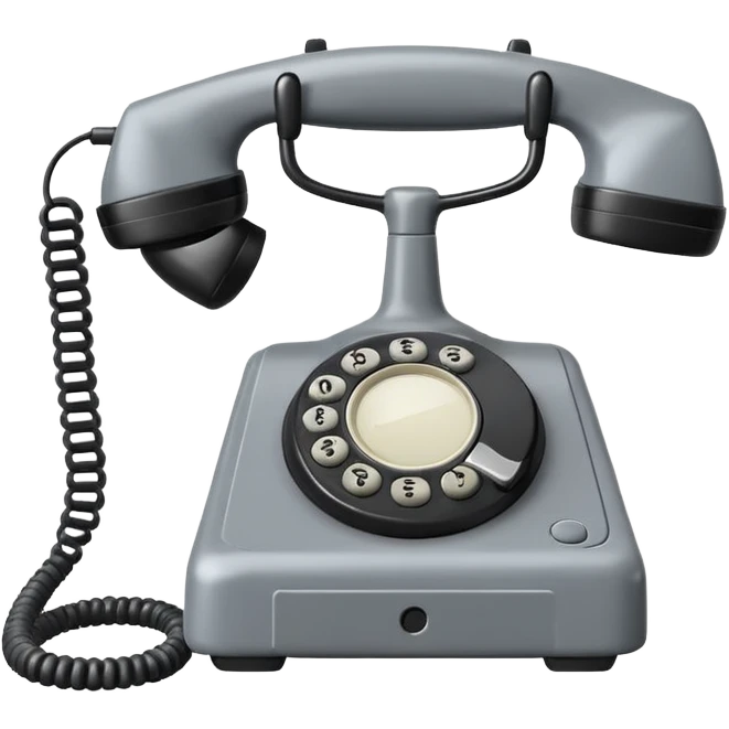 Minimalist emoji-style sticker of an old phone receiver with no signal waves, cracked and floating. Desaturated tones.
 emoji