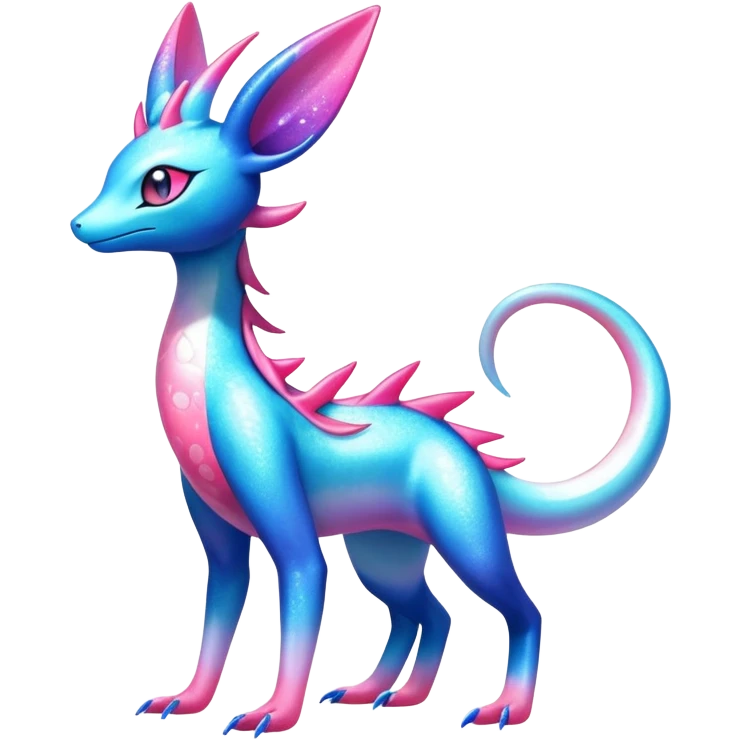 Colorful Shiny Exotic Amaura-Salandit-Aurorus-Sylveon-Fakémon-hybrid-creature (full body)  emoji