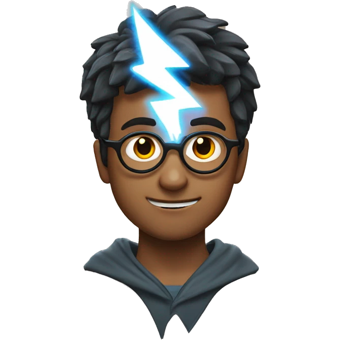 Harry Potter with a lightning bolt symbol on his forehead emoji