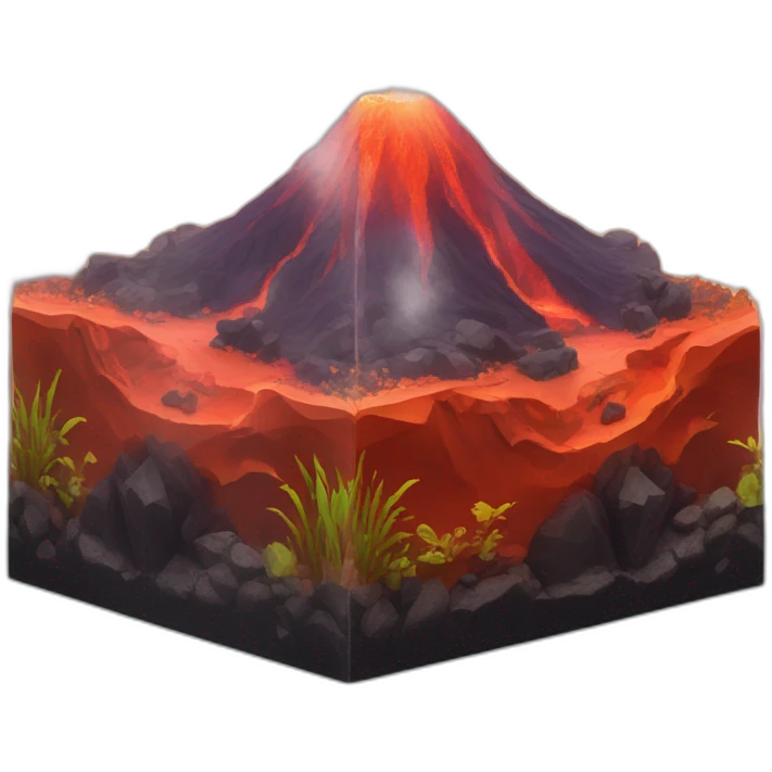 volcano landscape on cube aquarium emoji