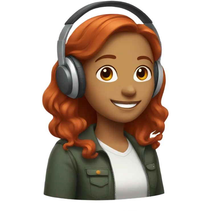 smiling girl with headphone and redhair emoji