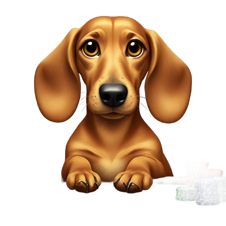 Golden dauchsaund playing poker emoji
