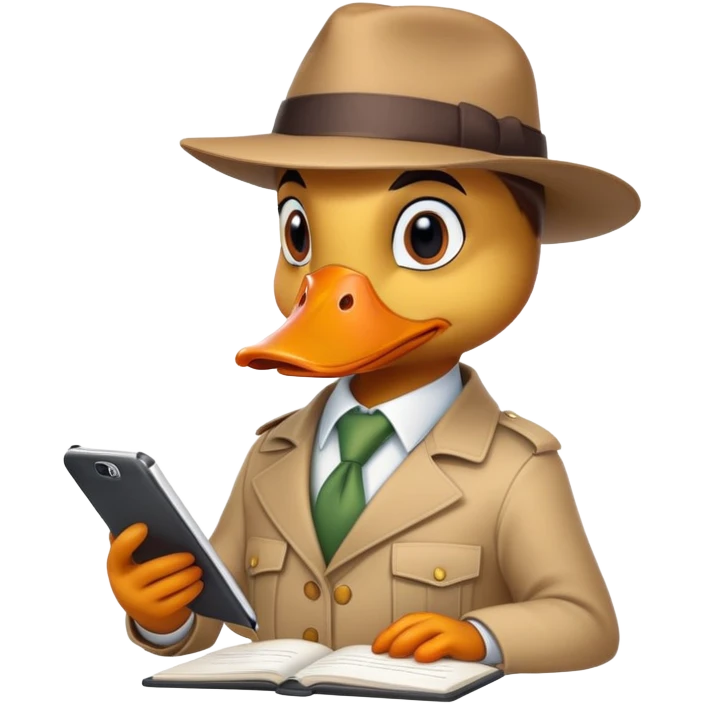 я крутая утка детектив, которая пишет код emoji