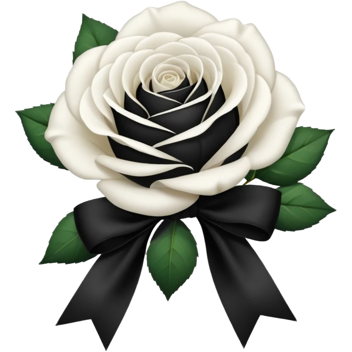 a white rose tied with a black velvet ribbon emoji