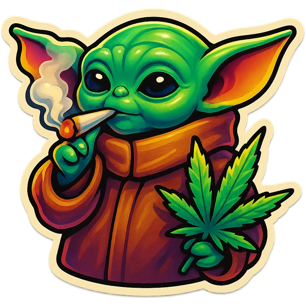 baby yoda smoking cannabis emoji