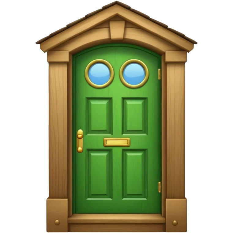 A simple green door emoji in the style of Apple emoji with a window. emoji