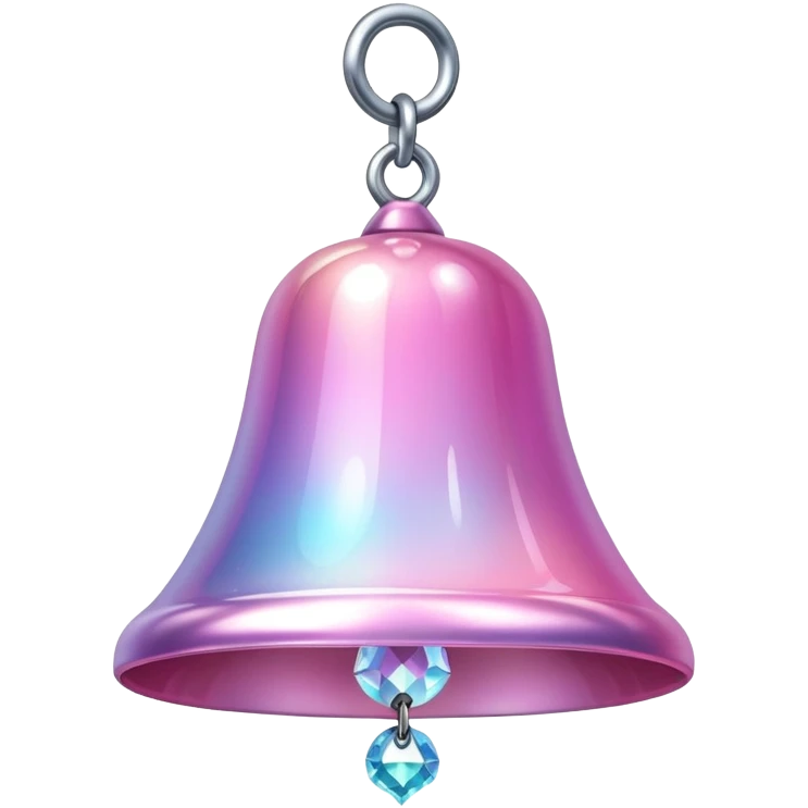 PInk iridescent Bell with chained hanging crystals  emoji