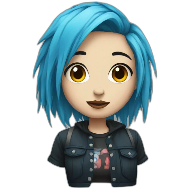 Emo girl with choppy blue hair piercings emoji