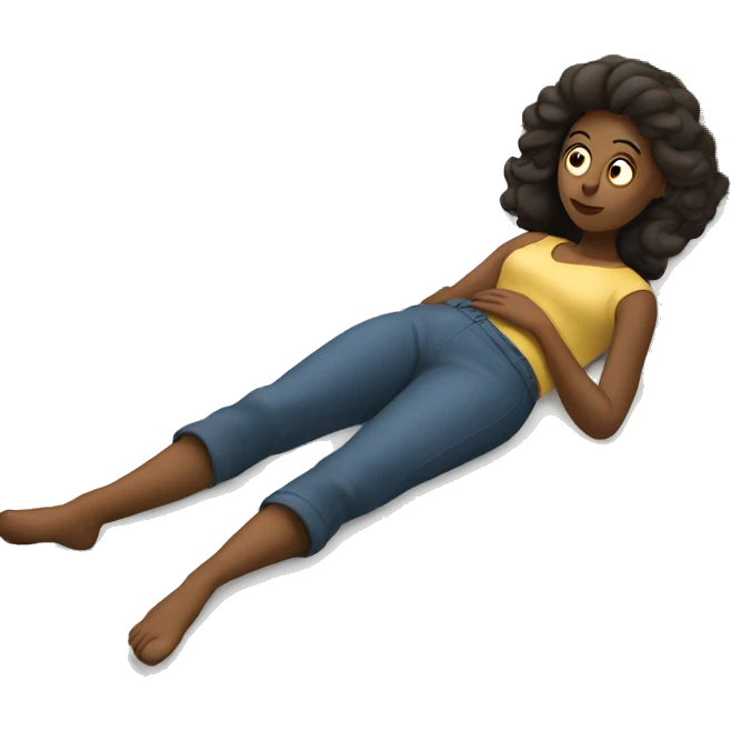 Lady laying on stomach on bed watching tv emoji