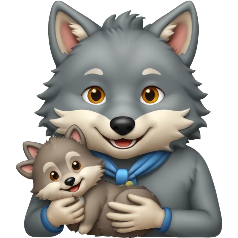 Wolf cartoon wholding animal emoji