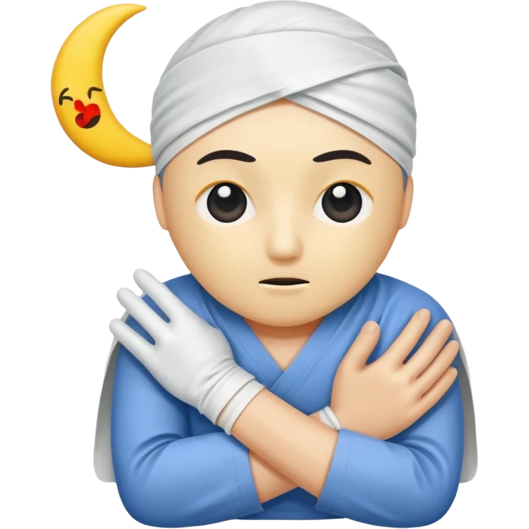 moon wrapped in bandage like “overworked” emoji