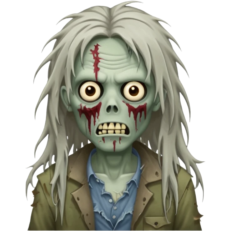 Zombie with long hair Infront of his face emoji