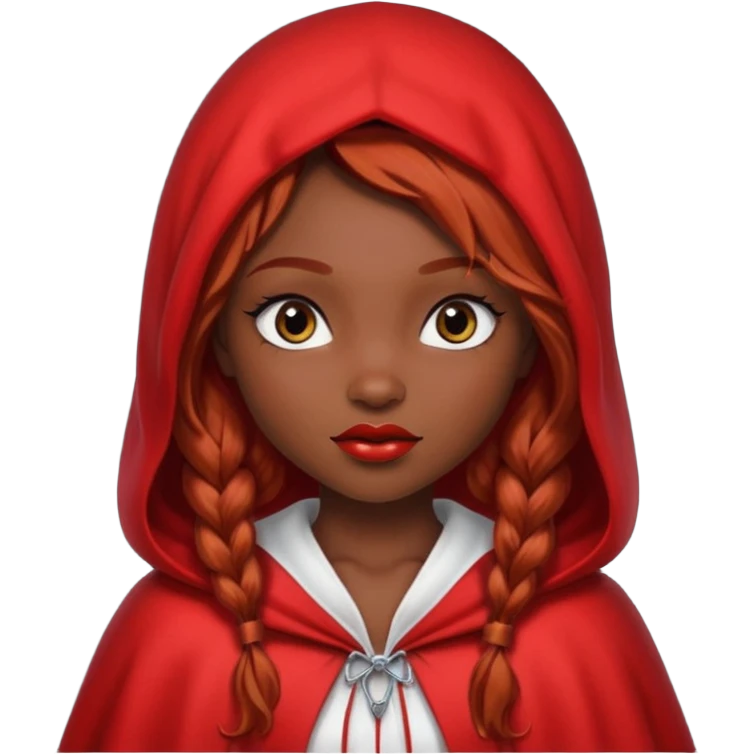 Little red riding hood African American with black with straight long wavy hair and long eyelashes  emoji
