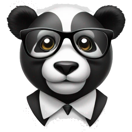 business black and white panda with gasses emoji