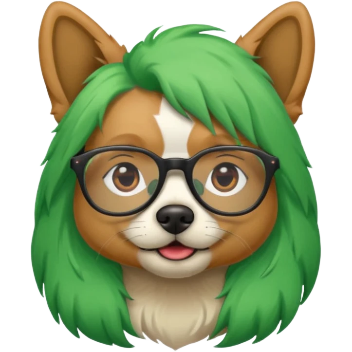 dog with green hair and glassess emoji