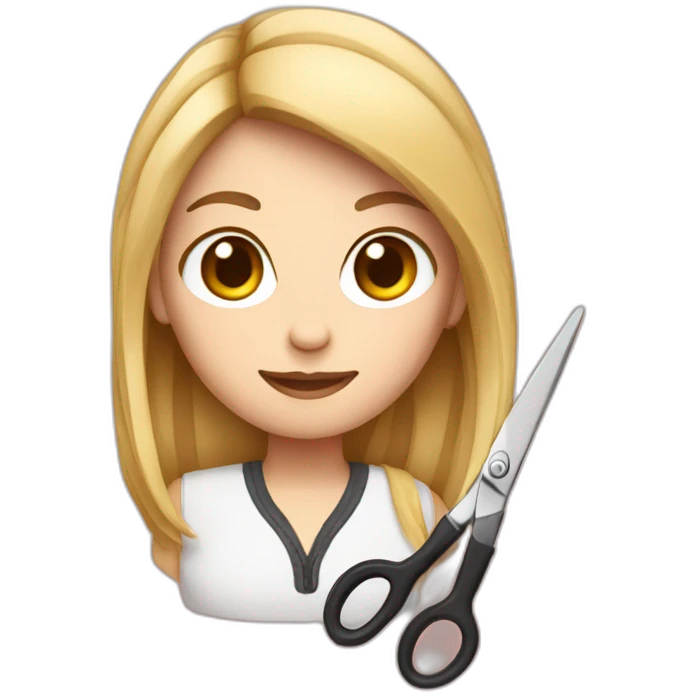 white girl with scissors emoji