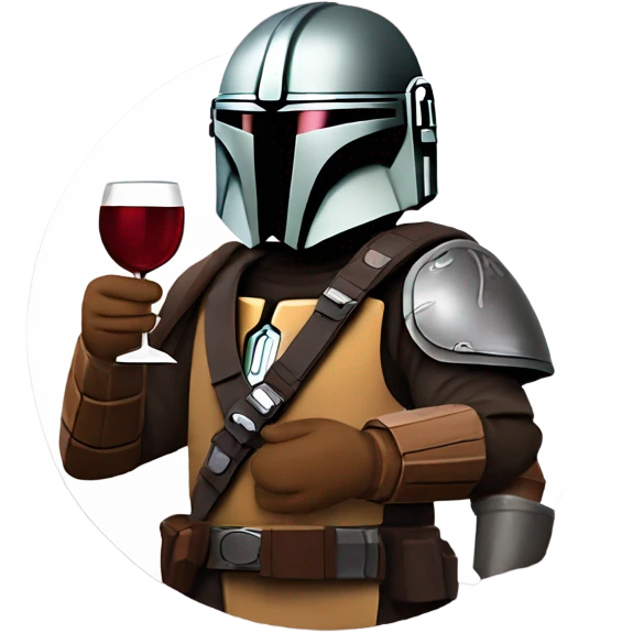 The Mandalorian holding a bottle of wine emoji